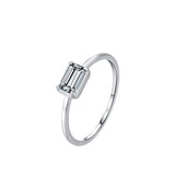 925 Sterling Silber Ring mit rechteckigem CZ Edelstein