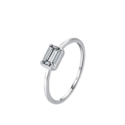 925 Sterling Silber Ring mit rechteckigem CZ Edelstein