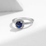 925 Sterlingsilber Ring mit funkelndem blauen Zirkonia