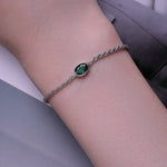 925 Sterling Silber Luxuriöses Armband mit Grüner Zirkonstein für Frauen