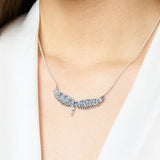 Phoenix Wing Halskette aus 925 Sterling Silber mit blauen Zirkonia