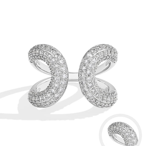 Ring Moissanite Full Hollow Design DVVS1 in 925 Sterling Silbe