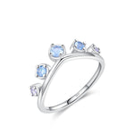 925 Sterling Silber Ring mit blauen und lila Steinen für Frauen