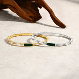 Armband mit malachitgrünem Stein und Zirkonia in 925er Sterlingsilber