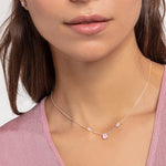 Rosa Stein Halskette und Ohrringe Set aus 925 Sterling Silbe
