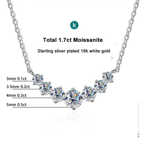 Moissanit-Halsketten für Frauen 1,7 ct Silberfarben