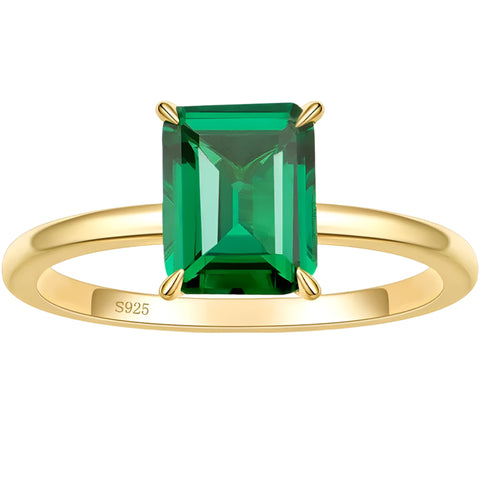 925 Sterling Silber Verlobungsring für Damen mit 3CT smaragdgrünem Emerald