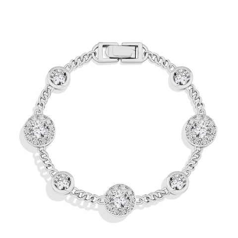Damenarmband aus S925 Silber vergoldet mit runden Moissanit-Steinen