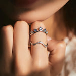925 Sterling Silber Ring mit blauen und lila Steinen für Frauen