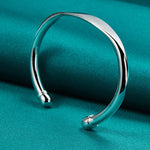925 Sterling Silber Damen Cuff Bangle Armband mit Doppelkugel
