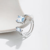 Edler 925 Sterling Silber Ring mit rechteckigem hellblauem Zirkonia