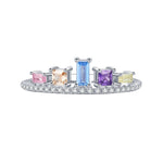 925 Sterling Silber Ring mit bunten Zirkonen in Krone-Design