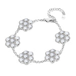 Blumenarmband aus 925er Sterling Silber mit funkelnden Zirkonia-Steinen