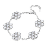 Blumenarmband aus 925er Sterling Silber mit funkelnden Zirkonia-Steinen