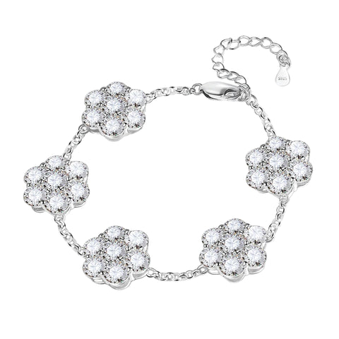 Blumenarmband aus 925er Sterling Silber mit funkelnden Zirkonia-Steinen