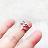 Ring mit Delfin-Motiv und blauen Steinen aus reinem 925er Sterlingsilber