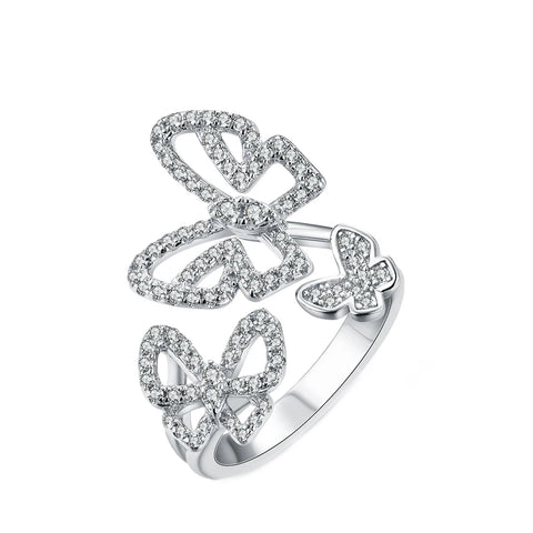 Moissanit Ring für Frauen mit Schmetterlingsdesign in 925 Sterling Silber