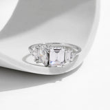 925 Sterling Silber Ring mit Marquise und rechteckigem Zirkoni