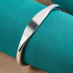 925 Sterling Silber Damen Cuff Bangle Armband mit Doppelkugel