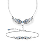 Phoenix Wing Halskette aus 925 Sterling Silber mit blauen Zirkonia