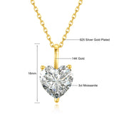 Herzförmige 14K Gold Halskette mit Moissanit-Anhänger