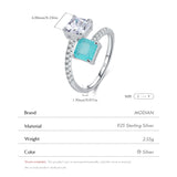 925 Sterling Silber Ring mit funkelndem quadratischem CZ und Paraiba-Turmalin