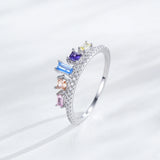 925 Sterling Silber Ring mit bunten Zirkonen in Krone-Design