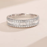 925er Sterling Silber Ring mit Zirkonia Breite Hochzeitsband