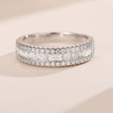 925er Sterling Silber Ring mit Zirkonia Breite Hochzeitsband