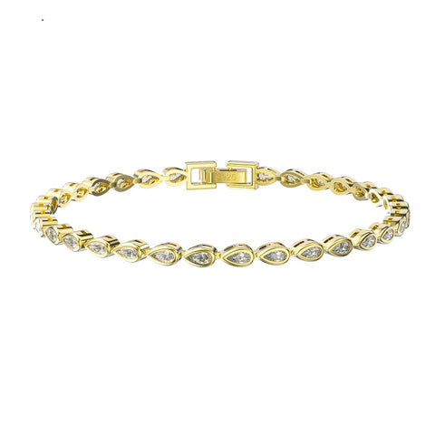 925er Sterling Silber Tennis-Armband mit gelbem Gold-Finish und funkelnden