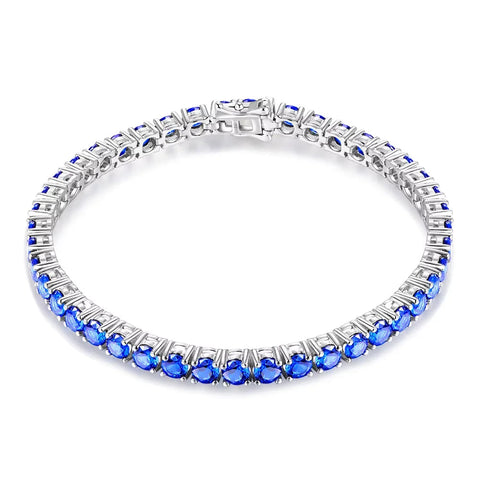 Armband aus 925er Sterlingsilber mit blauen Spinell-Gemmen für Damen