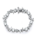 Armband aus 925 Sterling Silber mit Moissanit-Blüten & -Schmetterlingen