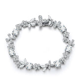 Armband aus 925 Sterling Silber mit Moissanit-Blüten & -Schmetterlingen
