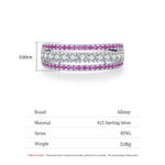 925 Sterling Silber Ring mit Pinken und Weißen Zirkonia