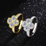 1.2CT Sterling Silber 925 Moissanit Ring mit Kleeblatt-Design