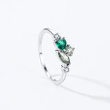 925 Sterlingsilber Ring mit bunten Zirkonia in Tropfenform für Frauen