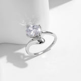 925 Sterling Silber Ring mit funkelndem ovalem Zirkon für Frauen