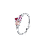 925 Sterlingsilber Ring mit bunten Zirkonia in Tropfenform für Frauen