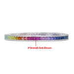 Bunte 925 Sterling Silber Armband mit Prinzess-Schliff Edelsteinen und Zirkonia