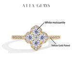 # Blumenring mit blauen Moissanitsteinen aus 925er Sterlingsilber für Damen - Eleganter, handgefertigter Schmuck