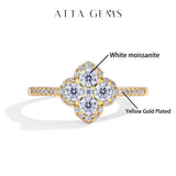 # Blumenring mit blauen Moissanitsteinen aus 925er Sterlingsilber für Damen - Eleganter, handgefertigter Schmuck