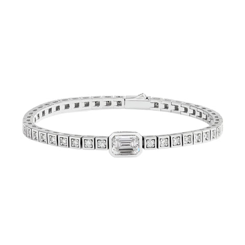 925er Sterling Silber Tennisarmband mit Smaragdförmiger 8*6mm D VVS1