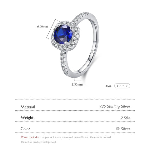 925 Sterlingsilber Ring mit funkelndem blauen Zirkonia