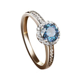 Ring mit 5ct blauer Moissanit und Zirkonia 925er Sterling Silber