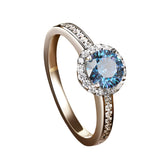 Ring mit 5ct blauer Moissanit und Zirkonia 925er Sterling Silber