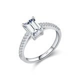 925 Sterling Silber Ring mit Smaragdschliff und Zirkonia für Frauen