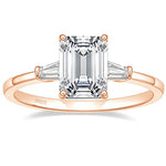 Eleganter 3-steiniger Verlobungsring aus 925 Sterling Silber mit rechteckige