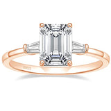 Eleganter 3-steiniger Verlobungsring aus 925 Sterling Silber mit rechteckige