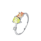 Ring mit mehrfarbigen Zirkonia Damenring in Grün Orange und Gelb