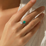 925 Sterling Silber Ring mit funkelndem quadratischem CZ und Paraiba-Turmalin